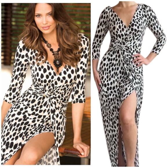 BOSTON PROPER LEOPARD PRINT SURPLICE WRAP MAXI DRESS NWT - Picture 1 of 16